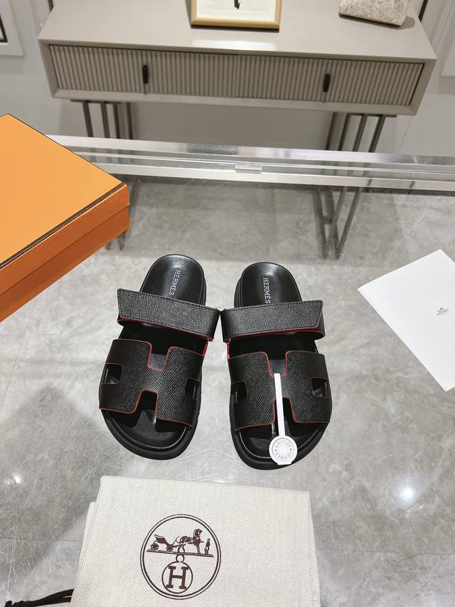 牛皮手掌纹系列 工厂出 男款10 2024Sss官网最新herme* Ancone二舅凉拖官网小红书同步 原版水台 原版tpu大底 面料只做全真皮 女款35-4